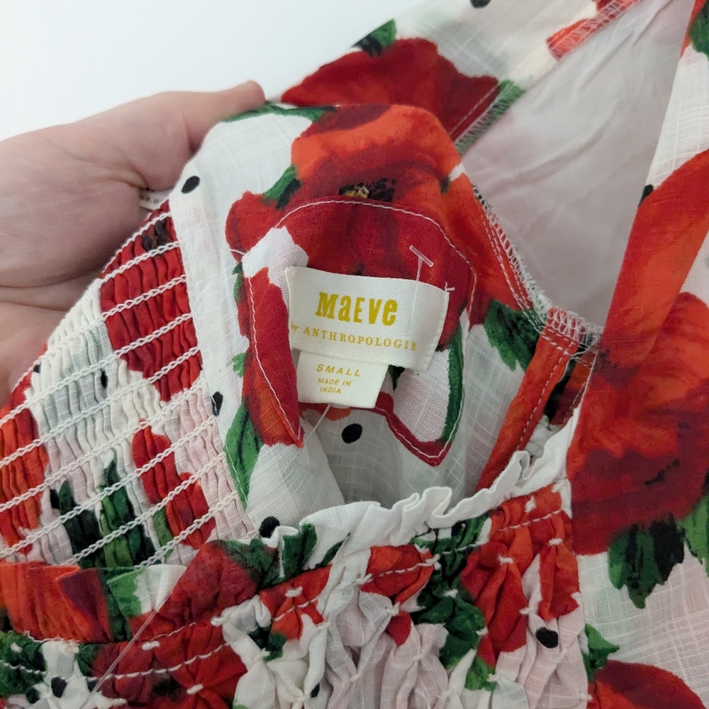 NWT Anthropologie Floral Square Neck Babydoll Dress Puff Sleeve - Picture 7 of 10